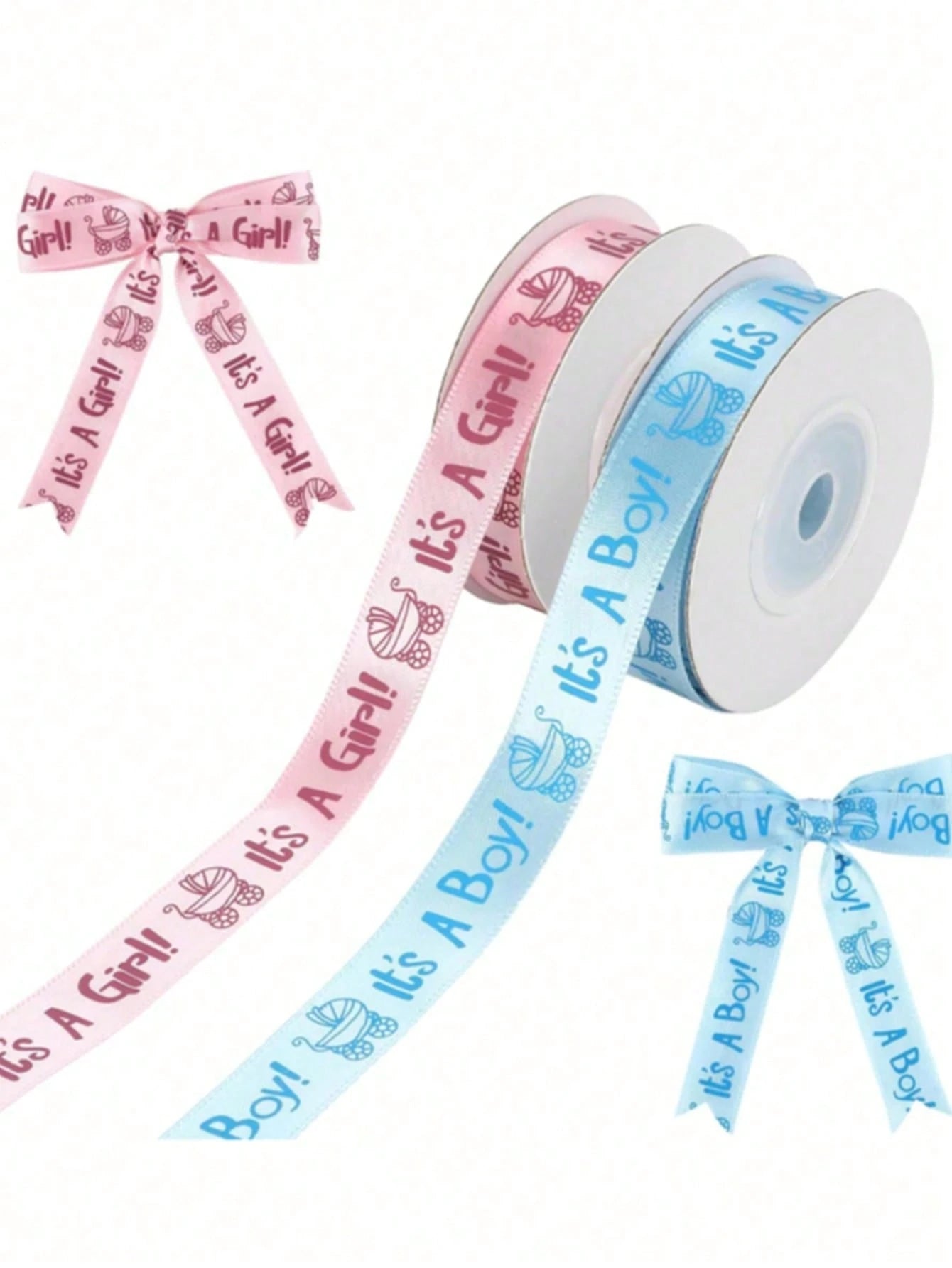 2/1 Roll, Satin Ribbon (9m/Roll), Suitable For DIY Rose Decoration, Gift Wrapping- Baby Shower Bows, Gift Box Decoration, Gender Reveal Party Supplies, Baby Shower Favor Packaging Ribbon, Party Small