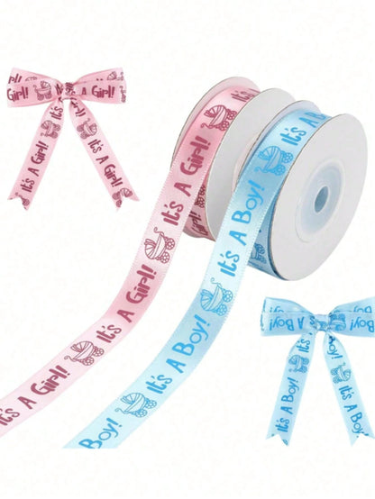 2/1 Roll, Satin Ribbon (9m/Roll), Suitable For DIY Rose Decoration, Gift Wrapping- Baby Shower Bows, Gift Box Decoration, Gender Reveal Party Supplies, Baby Shower Favor Packaging Ribbon, Party Small