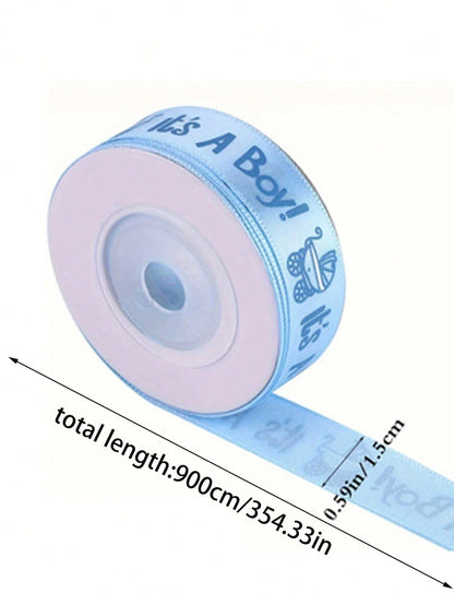 2/1 Roll, Satin Ribbon (9m/Roll), Suitable For DIY Rose Decoration, Gift Wrapping- Baby Shower Bows, Gift Box Decoration, Gender Reveal Party Supplies, Baby Shower Favor Packaging Ribbon, Party Small