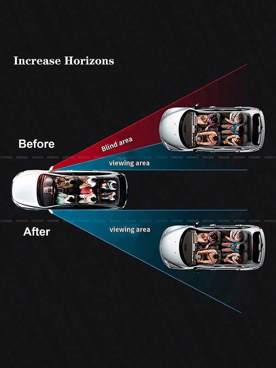 2/1pc 360° Adjustable Blind Spot Rear View Mirror, Convex Wide Angle Mirror With Round Frame For Car Reversing