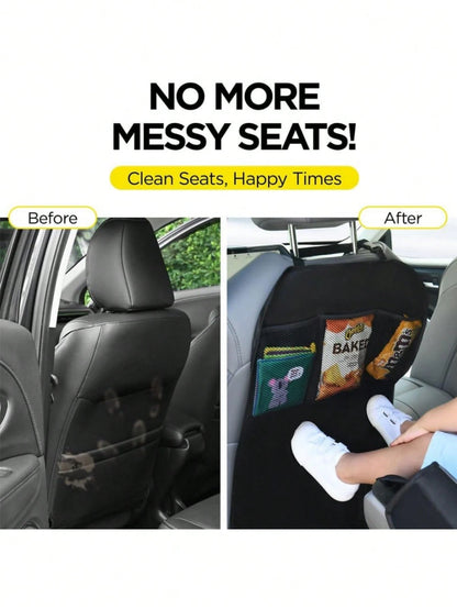 2/1pc Car Seat Back Protector + 3 Pocket Storage Bag, Extra Large Waterproof Anti-Kick Pad, Rear Seat Protector, Car Seat Back Protector, Prevent Dust, Mud And Scratches- Universal Car Interior Prote