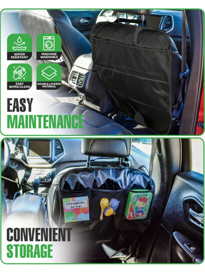 2/1pc Car Seat Back Protector + 3 Pocket Storage Bag, Extra Large Waterproof Anti-Kick Pad, Rear Seat Protector, Car Seat Back Protector, Prevent Dust, Mud And Scratches- Universal Car Interior Prote