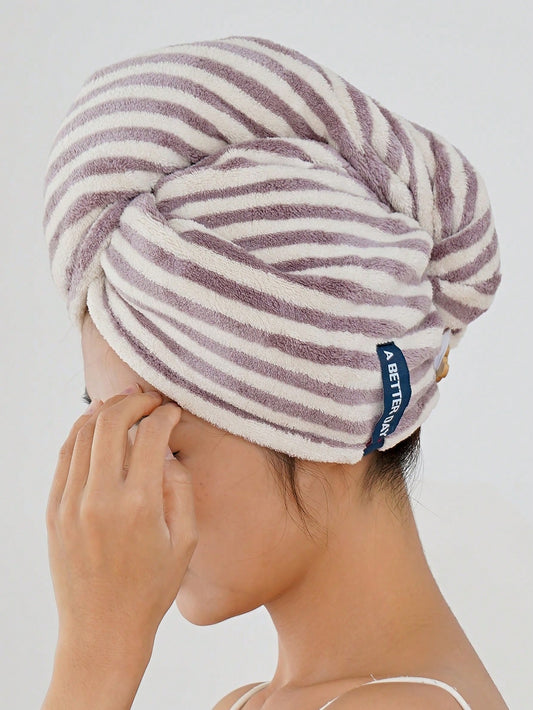 2/1pc Coral Fleece Solid Color Soft Absorbent Women Hair Drying Cap/Bathrobe, Universal Use For Bathroom, Beach, Pool, Sauna