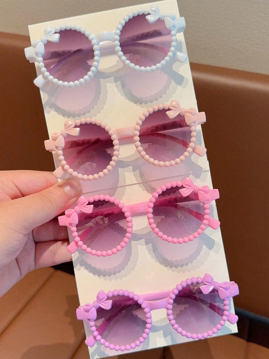 2/3/4Pcs 2026 Newest Girls Cute Pearl Bow Kids Children Bowknot Fashion Glasses Baby Eyewear,Card Only Show,Don't Shipping