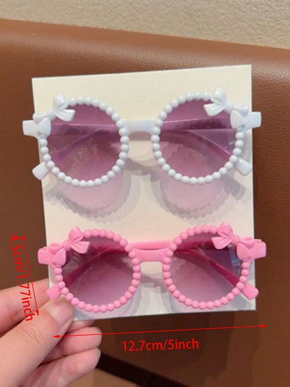 2/3/4Pcs 2026 Newest Girls Cute Pearl Bow Kids Children Bowknot Fashion Glasses Baby Eyewear,Card Only Show,Don't Shipping