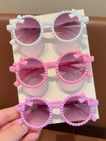 2/3/4Pcs 2026 Newest Girls Cute Pearl Bow Kids Children Bowknot Fashion Glasses Baby Eyewear,Card Only Show,Don't Shipping