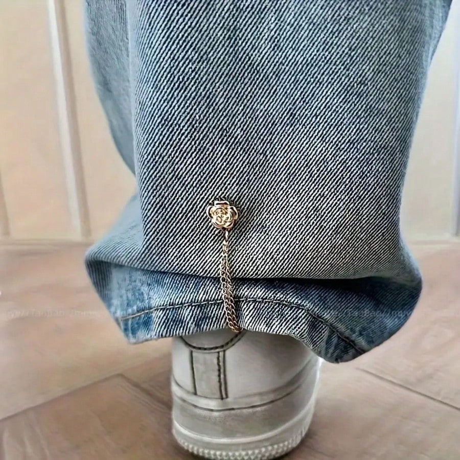2/30pcs Rose-Shaped Buttons To Shorten Pants Legs, Prevent Dragging, Short Sleeve Adjustable Buttons, Hem Fixing Buttons, Shortening Pins, Cuff Adjusters, Clothing Adjustable Buttons, Elegant Buttons
