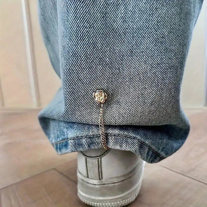2/30pcs Rose-Shaped Buttons To Shorten Pants Legs, Prevent Dragging, Short Sleeve Adjustable Buttons, Hem Fixing Buttons, Shortening Pins, Cuff Adjusters, Clothing Adjustable Buttons, Elegant Buttons