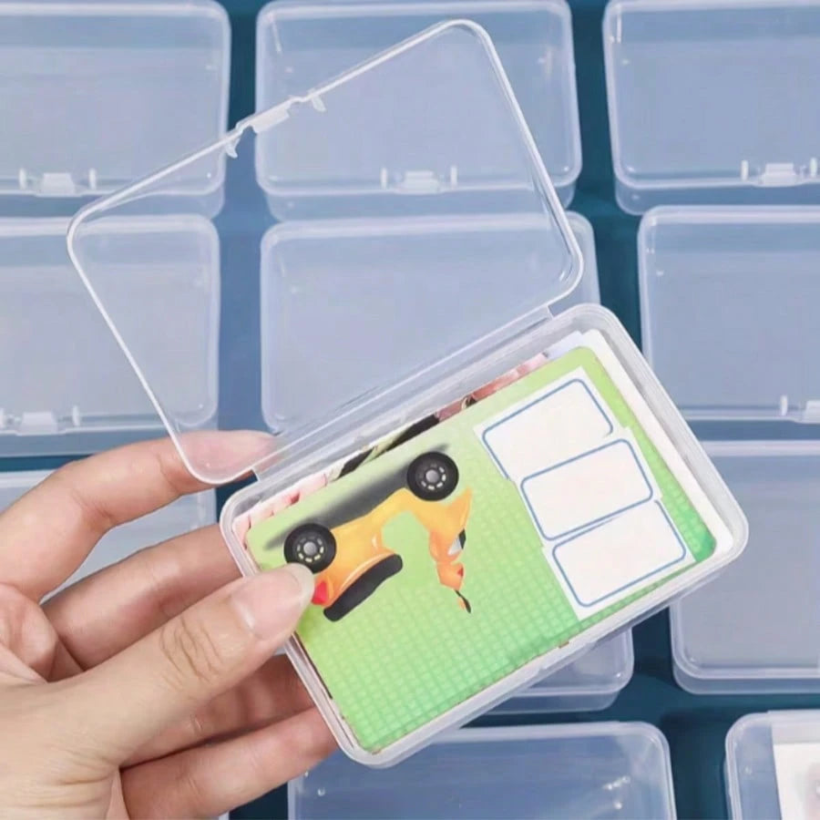 2/4/10pcs Plastic Rectangular Card Holder Box For Business Cards, Game Cards, Credit Cards, Playing Cards, Transparent Storage Box, Back To School