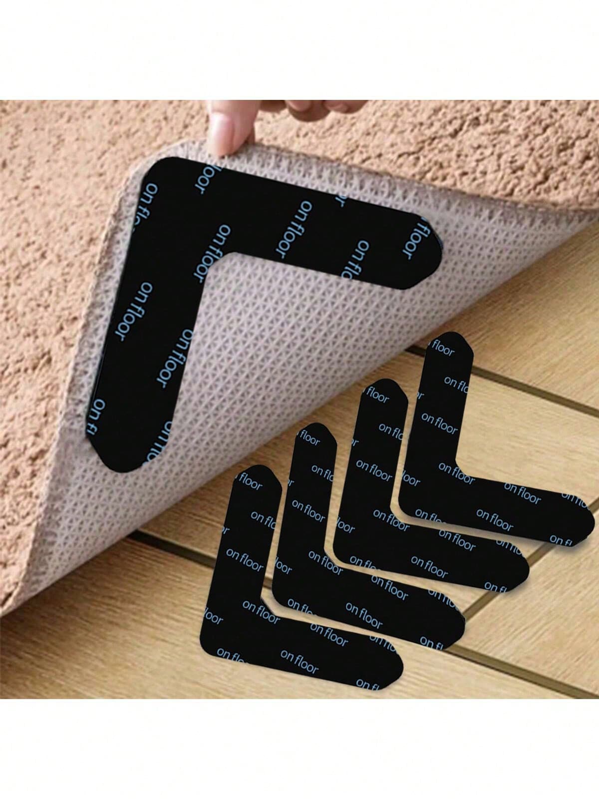 2/4/8pcs L-Type Anti Slip Carpet Stickers And Adhesives, Suitable For Living Room, Dining Room, Bathroom Tile And Wooden Floor Areas, Prevent Movement And Sliding, Ensure The Mat Is Flat And Fixed, In