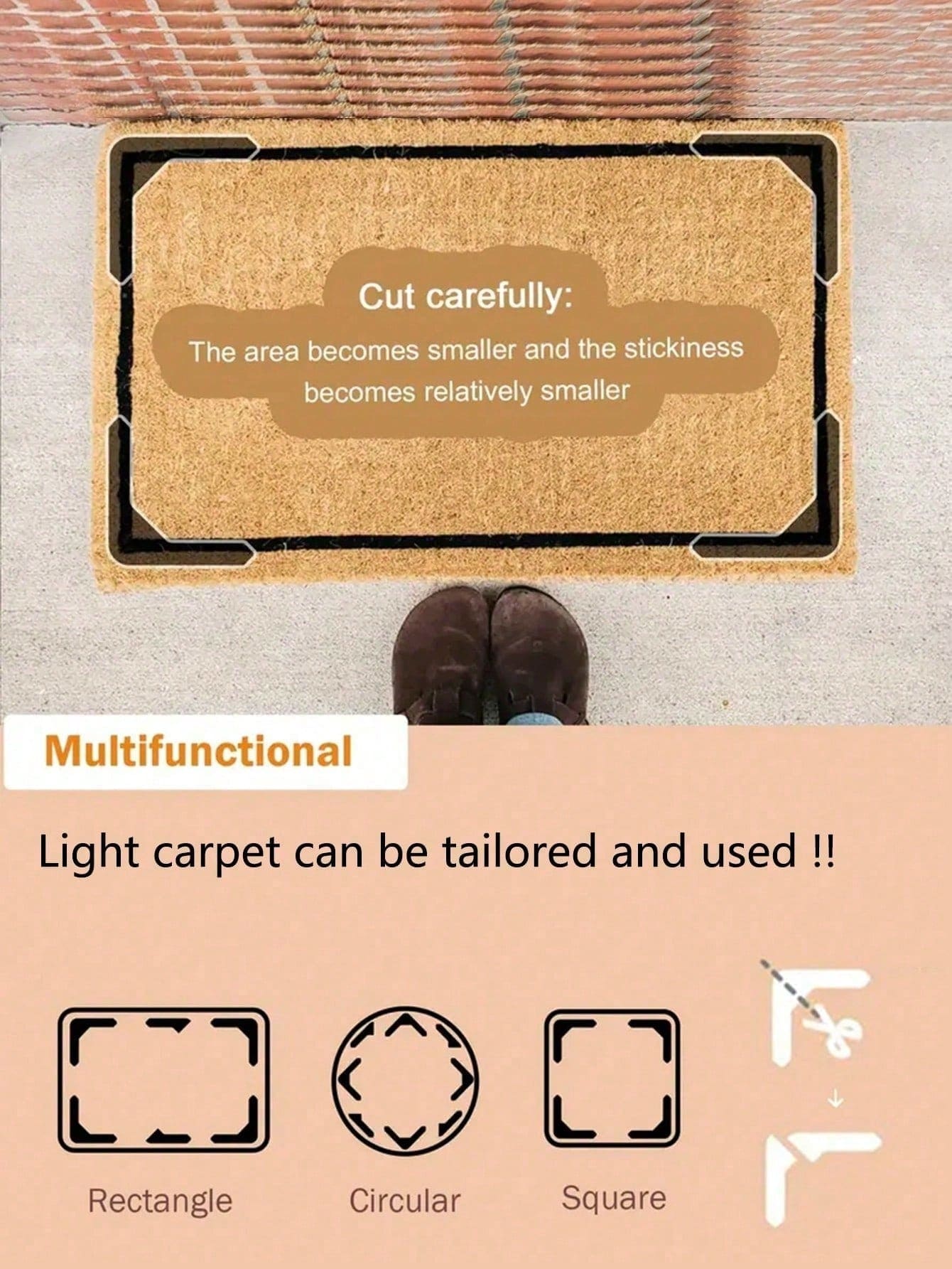 2/4/8pcs L-Type Anti Slip Carpet Stickers And Adhesives, Suitable For Living Room, Dining Room, Bathroom Tile And Wooden Floor Areas, Prevent Movement And Sliding, Ensure The Mat Is Flat And Fixed, In