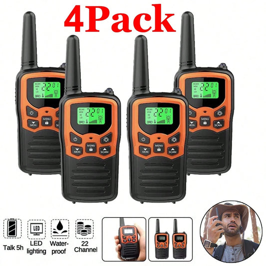 2/4 Pack Walkie Talkies With 22 FRS Channels Walkie Talkies For Adults With LED Flashlight VOX Scan LCD Display, Long Range Family Radios For Hiking Camping Trip (Orange)