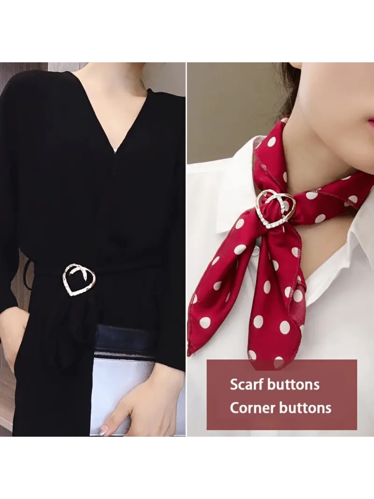 2/4Pcs Elegant Alloy Heart-Shaped Scarf Clip- Dual-Use T-Shirt Hem And Waist Cinch Buckle, Multicolor