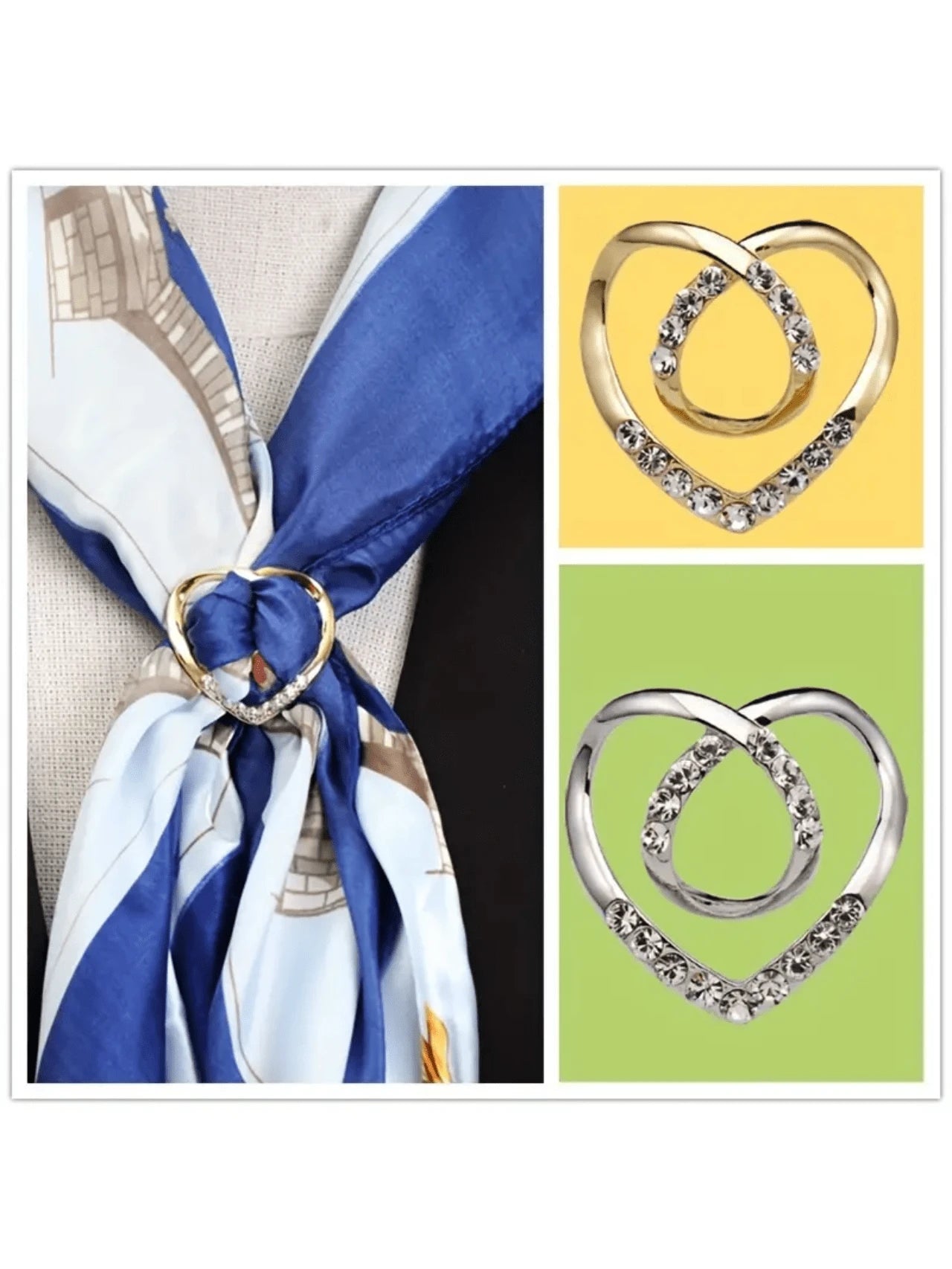 2/4Pcs Elegant Alloy Heart-Shaped Scarf Clip- Dual-Use T-Shirt Hem And Waist Cinch Buckle, Multicolor