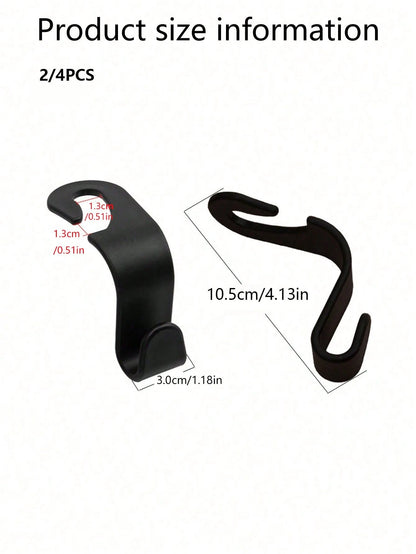 2/4PCS Large Head Hooks Car Seat Back Storage Hooks Car Storage Accessories
