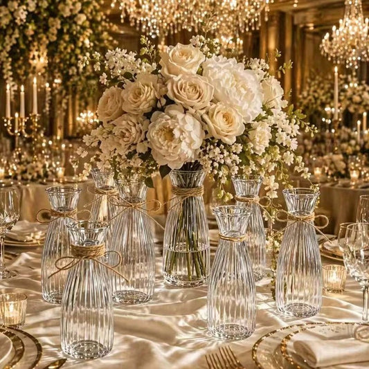 2/5/8pcs Shatterproof Transparent Plastic Cylindrical Vases, Thickened Bohemian Style Party Decoration, Suitable For Various Holidays, Weddings, Birthday Parties, Home Decor, Shatterproof Round Vases