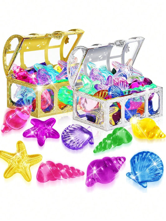 2/6/10pcs Diving Gemstone Pool Toys, Colorful Diamond Treasure Chest Swimming Gemstone Pirate Diving Toy Set, With Treasure Pirate Box, Birthday Pool Party Underwater Swimming Toys