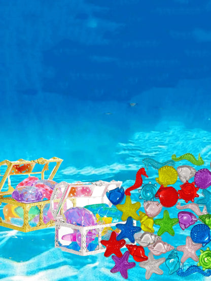 2/6/10pcs Diving Gemstone Pool Toys, Colorful Diamond Treasure Chest Swimming Gemstone Pirate Diving Toy Set, With Treasure Pirate Box, Birthday Pool Party Underwater Swimming Toys