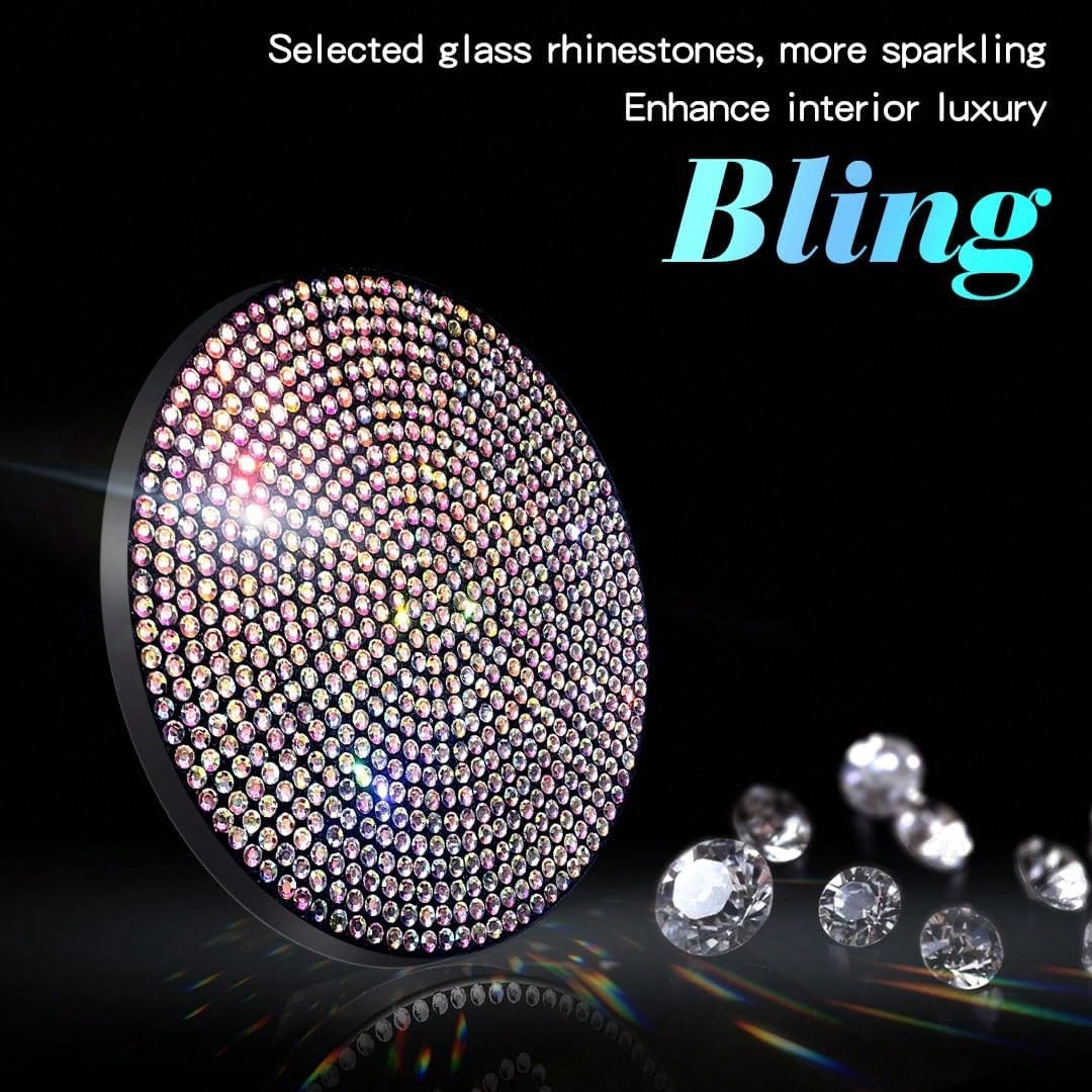 2.75" Shiny Leopard Print Rhinestone Car Cup Holder Mat, Women's Car Drink Coaster
