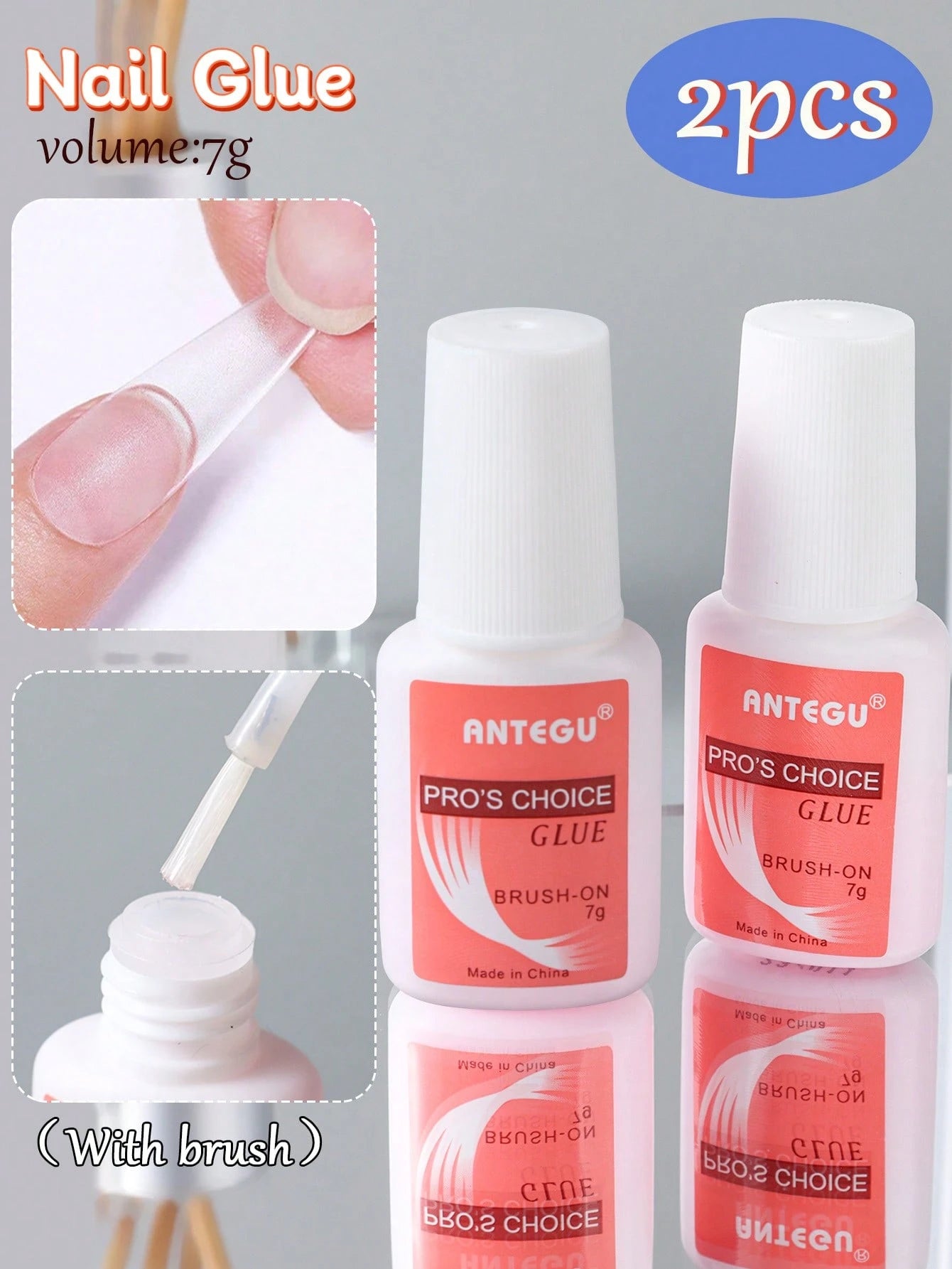 2 Bottles 7g Clear Fake Nail Glue Gel Nail Polish With Brush, Quick Dry Adhesive Rhinestone, Bonding Agent Decoration, Extension And Reinforcement Adhesive Soft Fake Nail Tips Bonding Agent Gel Nail A