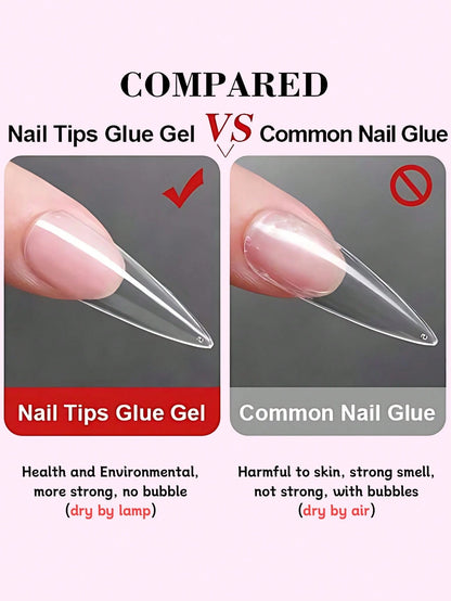 2 Bottles 7g Clear Fake Nail Glue Gel Nail Polish With Brush, Quick Dry Adhesive Rhinestone, Bonding Agent Decoration, Extension And Reinforcement Adhesive Soft Fake Nail Tips Bonding Agent Gel Nail A
