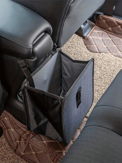 2 Gallon Waterproof Black Trash Can- Hanging Armrest Bin, Suitable For Car Interior- Fits All Car Models- Multi-Functional Practical Car Storage Bag