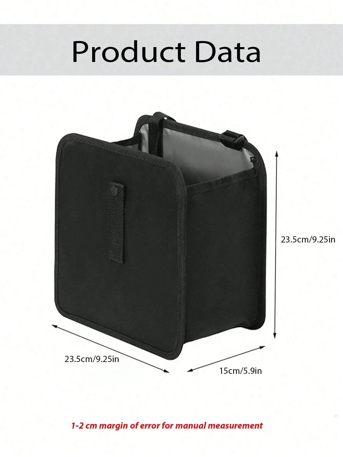 2 Gallon Waterproof Black Trash Can- Hanging Armrest Bin, Suitable For Car Interior- Fits All Car Models- Multi-Functional Practical Car Storage Bag