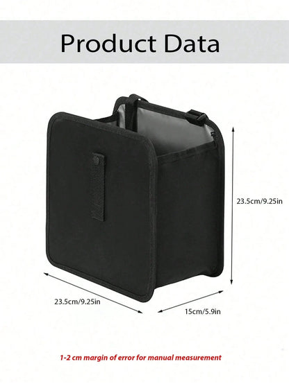 2 Gallon Waterproof Black Trash Can- Hanging Armrest Bin, Suitable For Car Interior- Fits All Car Models- Multi-Functional Practical Car Storage Bag