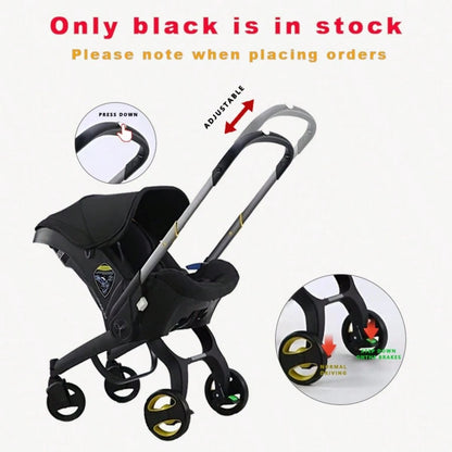 2-In-1 Travel Baby Stroller- Lightweight, Folds In One Click, Large Capacity Bottom Storage Basket, Anti-Slip Wheels, Convertible, For Toddlers