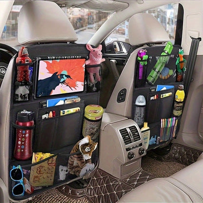 2 Pack Car Backseat Organizer With Tablet Holder – Multi-Pocket Car Storage For Kids Travel,10-Pocket Car Seat Organizer For Road Trips, Seat Back Protector For Family Cars