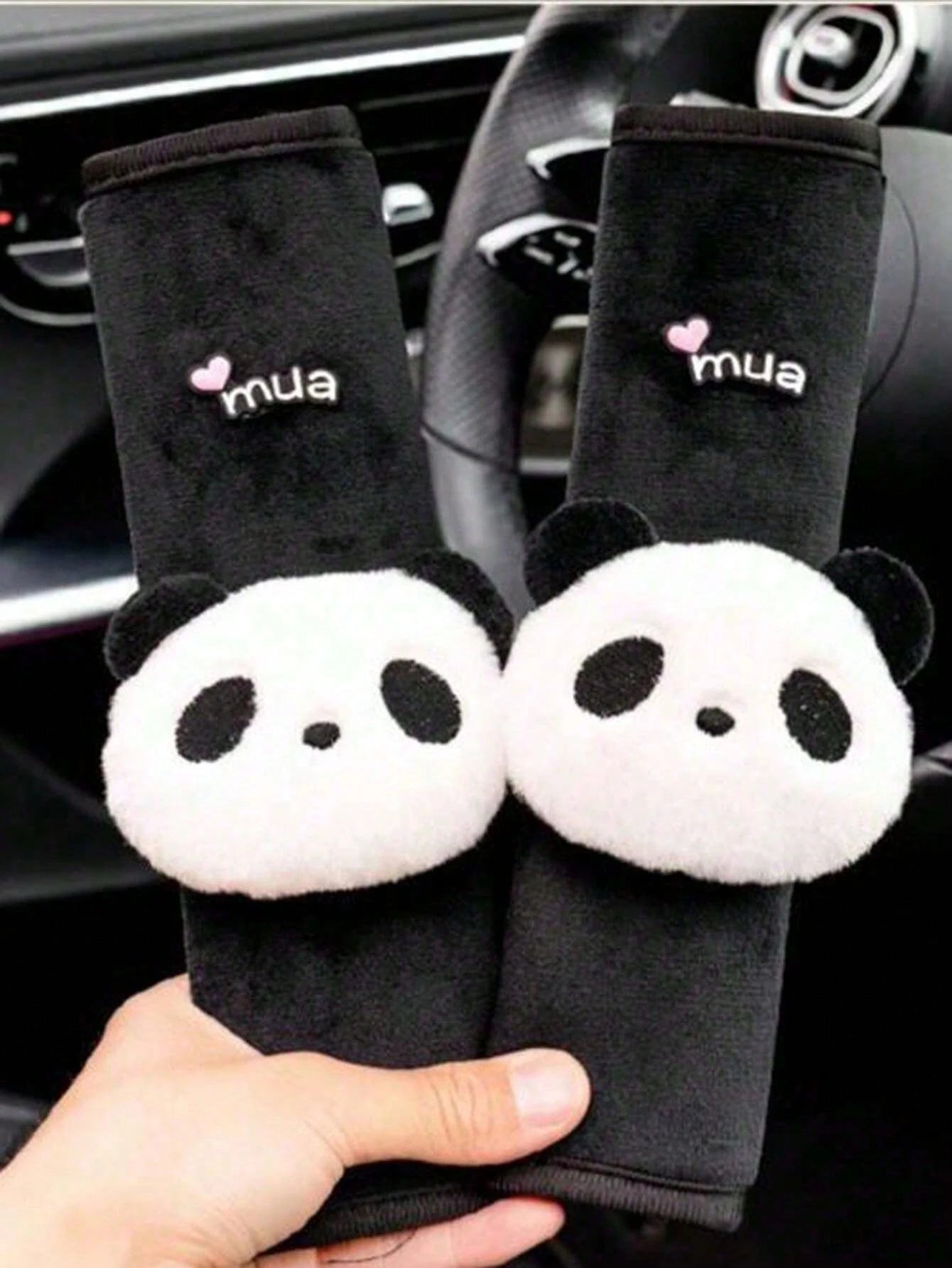 2 Pcs Cute Panda Car Seat Belt Shoulder Pad, Soft And Universal For 4 Seasons