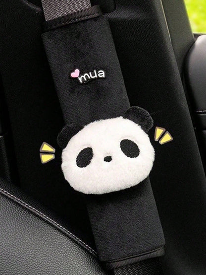 2 Pcs Cute Panda Car Seat Belt Shoulder Pad, Soft And Universal For 4 Seasons