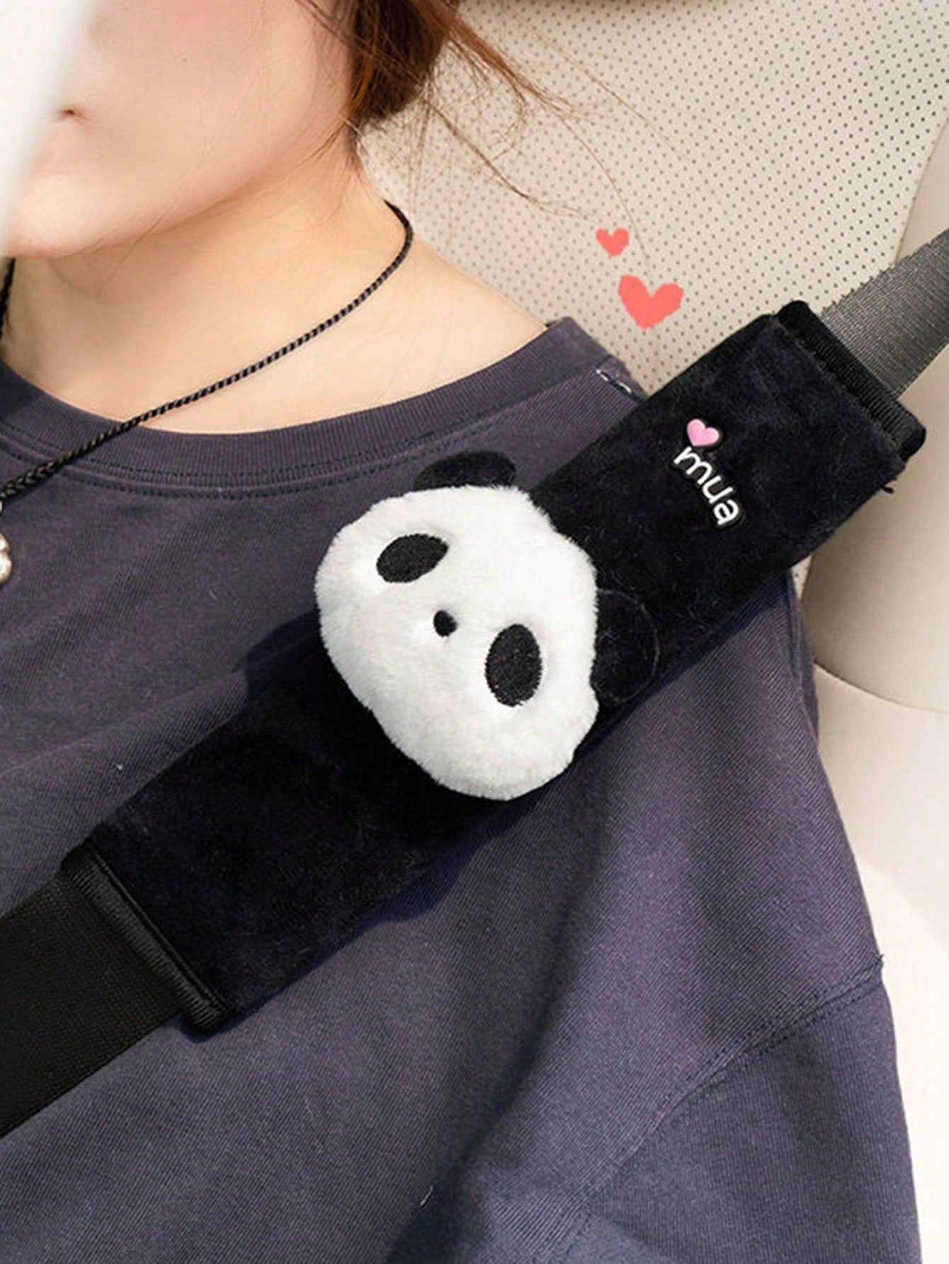 2 Pcs Cute Panda Car Seat Belt Shoulder Pad, Soft And Universal For 4 Seasons