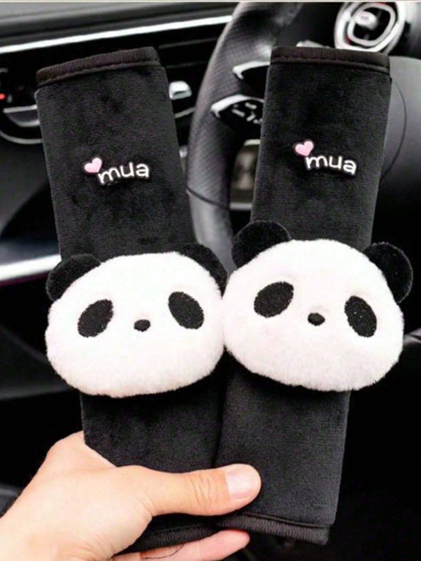 2 Pcs Cute Panda Car Seat Belt Shoulder Pad, Soft And Universal For 4 Seasons