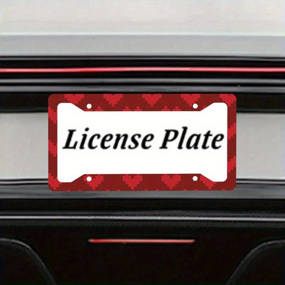 2 Red And White Heart-Shaped Aluminum License Plate Frames, 6x12inch, Vintage And Novel Car Decoration, With Screws, Suitable For Canadian And Mexican Standards, Decorative License Plate Frame| Hea