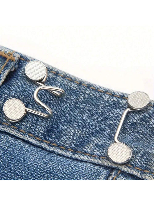 2 Sets Adjustable Jeans Buckle Seamless Pants Waist Clothes Button Nail Free Repeated Removal Artifact Invisible Waist