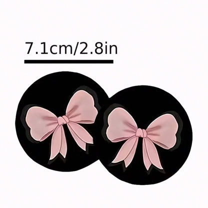 2 Sets Of Pink Bow-Shaped Car Cup Holders, Made Of Silicone, Leak-Proof, For Car Interior Decoration
