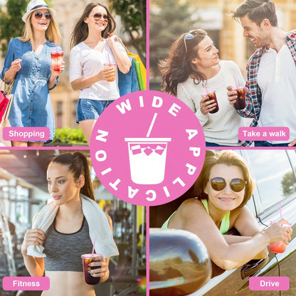 20/50pcs 16oz Pink Plastic Party Cups With Lids And Straws, Iced Coffee Cup With Lids, Round Bottom Drinking Cups For Birthday Wedding Valentine's Galentine Bachelorette Party