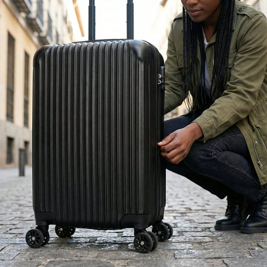 20-Inch ABS Hard-Shell Carry-On Suitcase, Silent Swivel Wheels For 360° Rotation, Patchwork Pattern For Durability And Impact Resistance – The Best Choice For Business Trips Or Travel. Black. Luggage