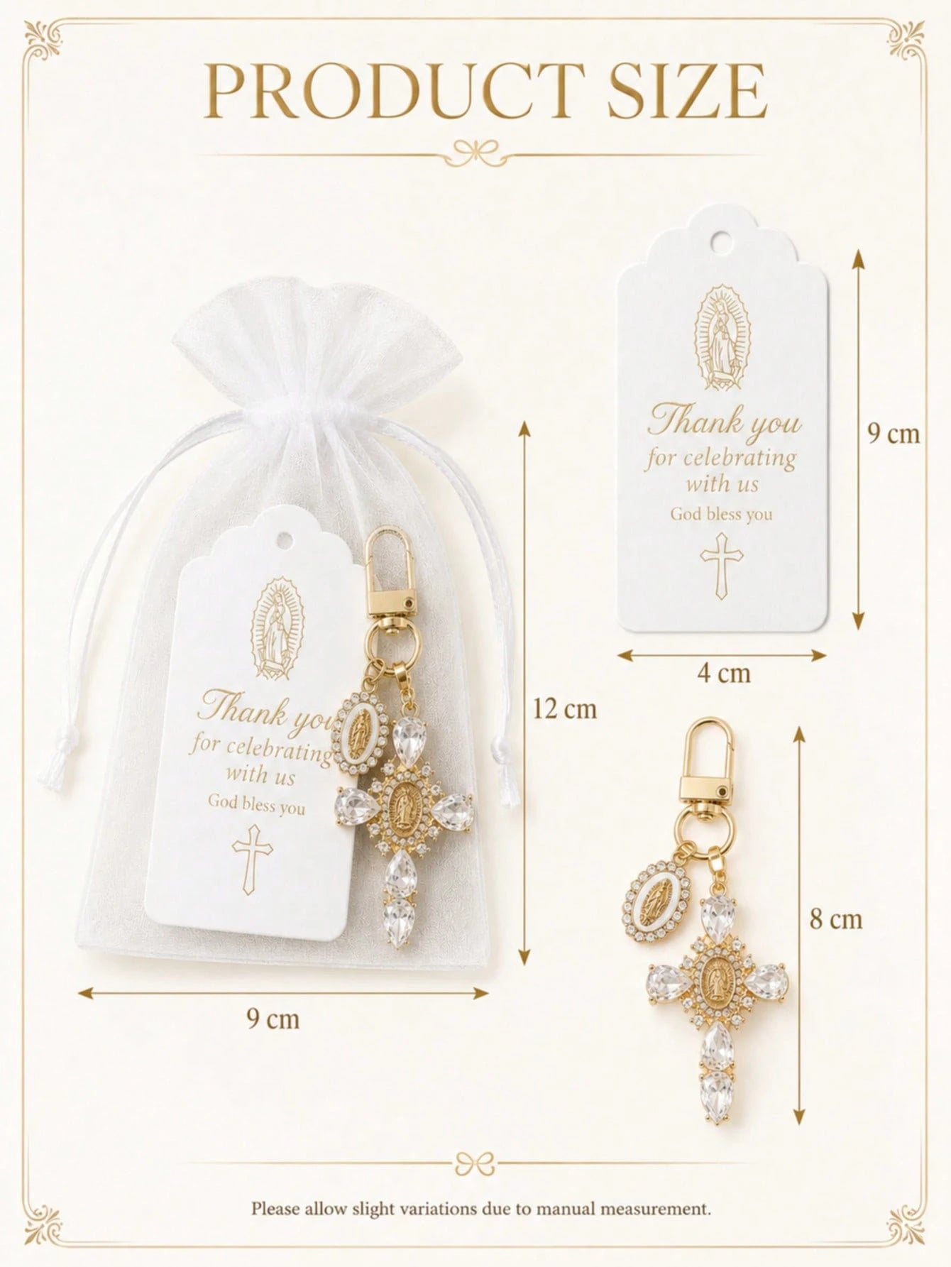 20 Sets Catholic Baptism Favors- Virgin Mary Themed Keychains (Thank You Gifts). These Keychains Symbolize "May The Lord Bless You," Making Them Perfect As Souvenirs For Baptism And First Communion C