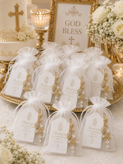 20 Sets Catholic Baptism Favors- Virgin Mary Themed Keychains (Thank You Gifts). These Keychains Symbolize "May The Lord Bless You," Making Them Perfect As Souvenirs For Baptism And First Communion C