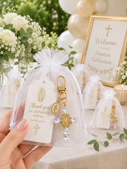20 Sets Catholic Baptism Favors- Virgin Mary Themed Keychains (Thank You Gifts). These Keychains Symbolize "May The Lord Bless You," Making Them Perfect As Souvenirs For Baptism And First Communion C