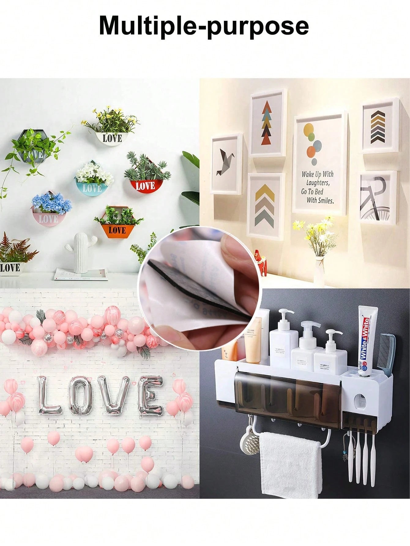 200/100pcs Heavy Duty Double Sided Foam Tape, Strong Self-Adhesive Mounting Tape, Includes Square & Round Shapes