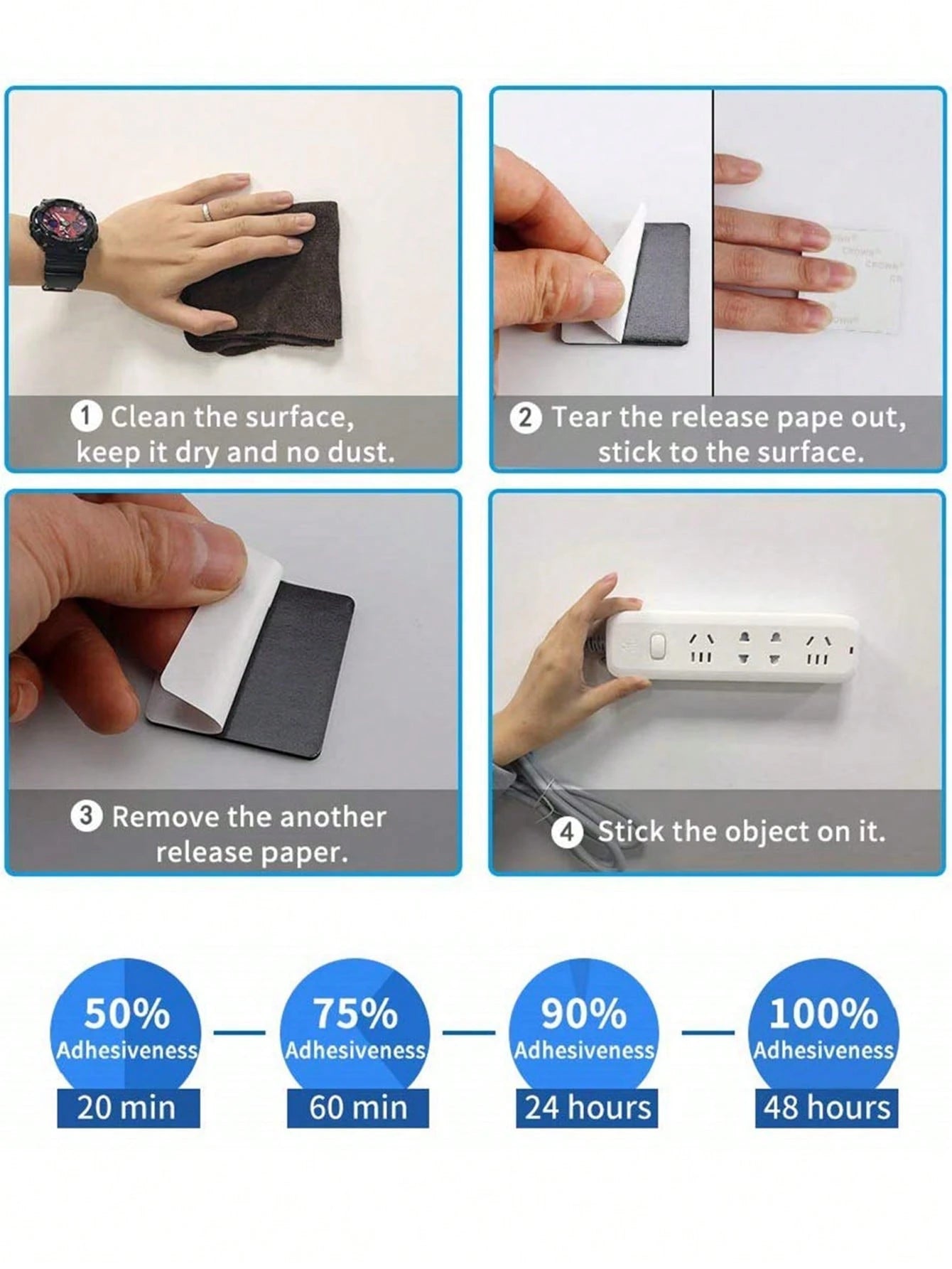 200/100pcs Heavy Duty Double Sided Foam Tape, Strong Self-Adhesive Mounting Tape, Includes Square & Round Shapes