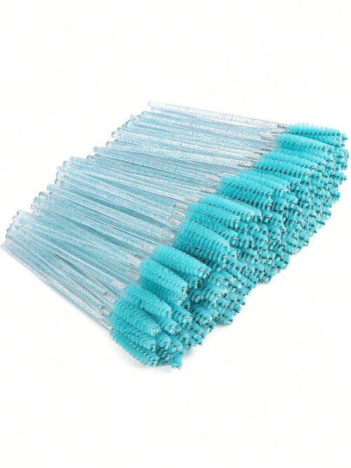 200pcs/100pcs/50pcs/10pcs Eyebrow Brush Mascara Brush Head, Suitable For Eyebrow/Eyelash Extension, Back To School, Eye Makeup Tool, Light Blue