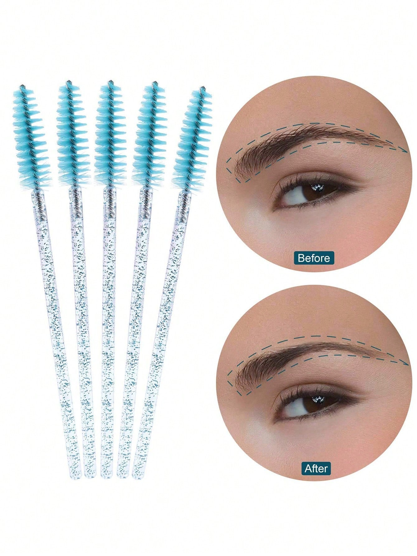 200pcs/100pcs/50pcs/10pcs Eyebrow Brush Mascara Brush Head, Suitable For Eyebrow/Eyelash Extension, Back To School, Eye Makeup Tool, Light Blue
