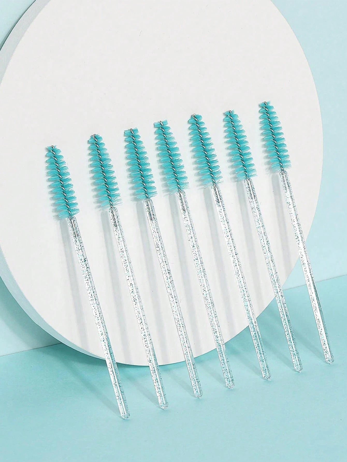 200pcs/100pcs/50pcs/10pcs Eyebrow Brush Mascara Brush Head, Suitable For Eyebrow/Eyelash Extension, Back To School, Eye Makeup Tool, Light Blue