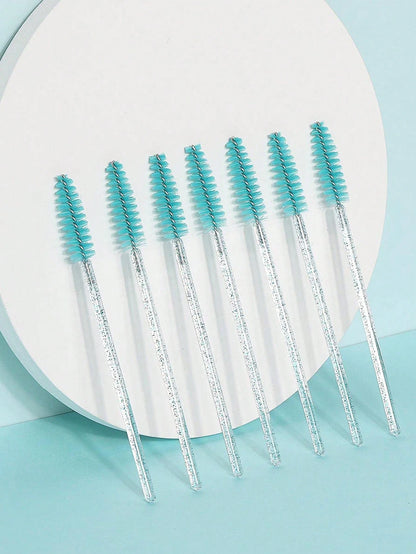 200pcs/100pcs/50pcs/10pcs Eyebrow Brush Mascara Brush Head, Suitable For Eyebrow/Eyelash Extension, Back To School, Eye Makeup Tool, Light Blue