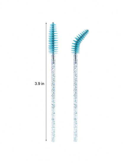 200pcs/100pcs/50pcs/10pcs Eyebrow Brush Mascara Brush Head, Suitable For Eyebrow/Eyelash Extension, Back To School, Eye Makeup Tool, Light Blue
