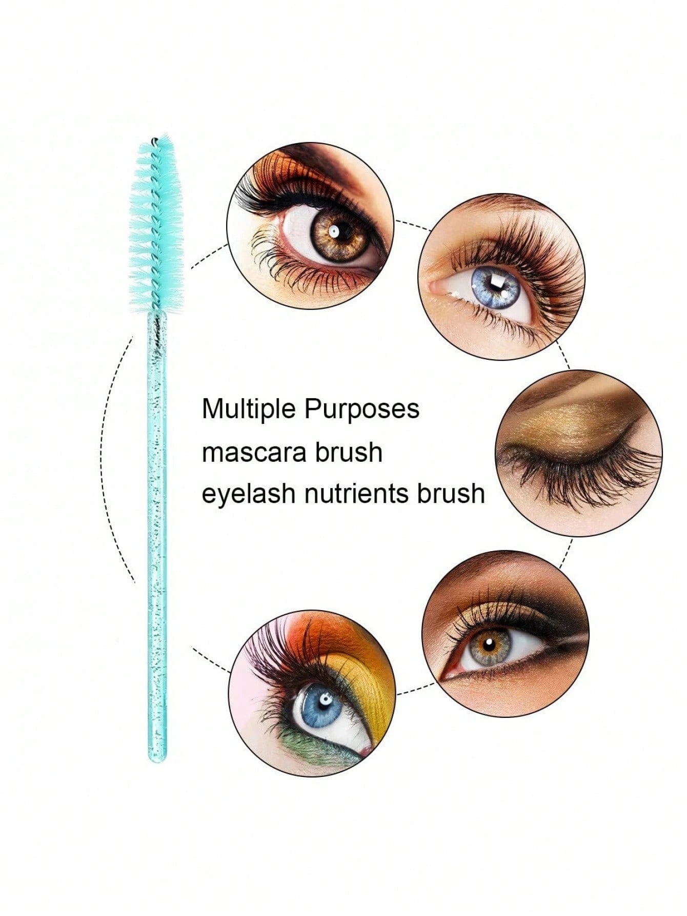 200pcs/100pcs/50pcs/10pcs Eyebrow Brush Mascara Brush Head, Suitable For Eyebrow/Eyelash Extension, Back To School, Eye Makeup Tool, Light Blue